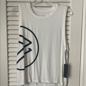 Savvy White Graphic Muscle Tee Sleeveless Relaxed